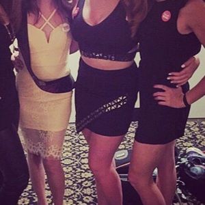 Black jeweled black outfit (crop top/skirt)